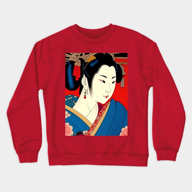 Geisha Study B in Japanese Style Crewneck Sweatshirt by Oldetimemercan